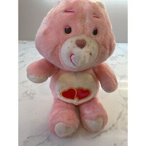Care Bears Vintage Tenderheart Bear Plush 1983 Kenner 13" Pink & White Stuffed A